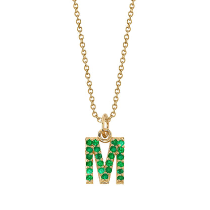 M Initial Birthstone Charm Necklace