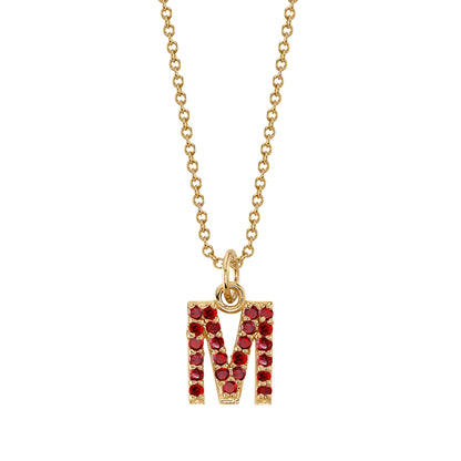 M Initial Birthstone Charm Necklace