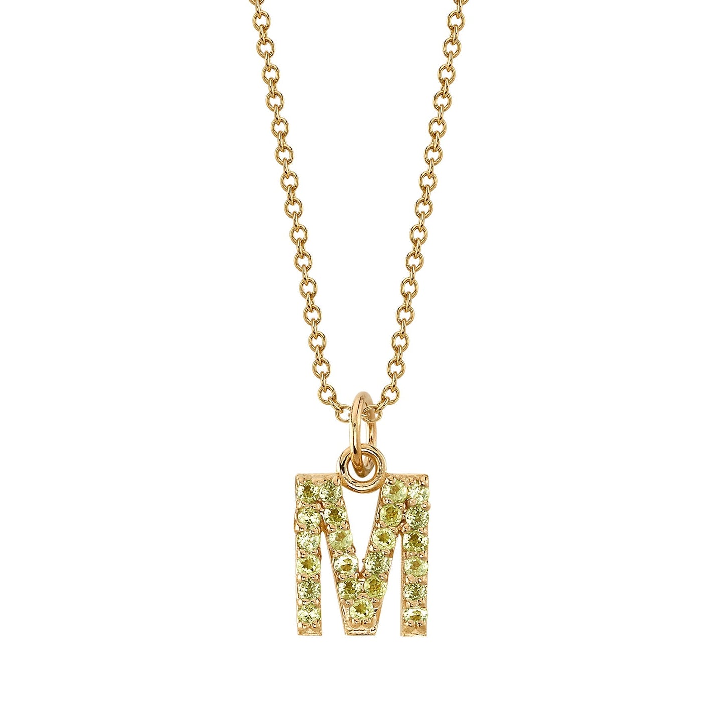 M Initial Birthstone Charm Necklace