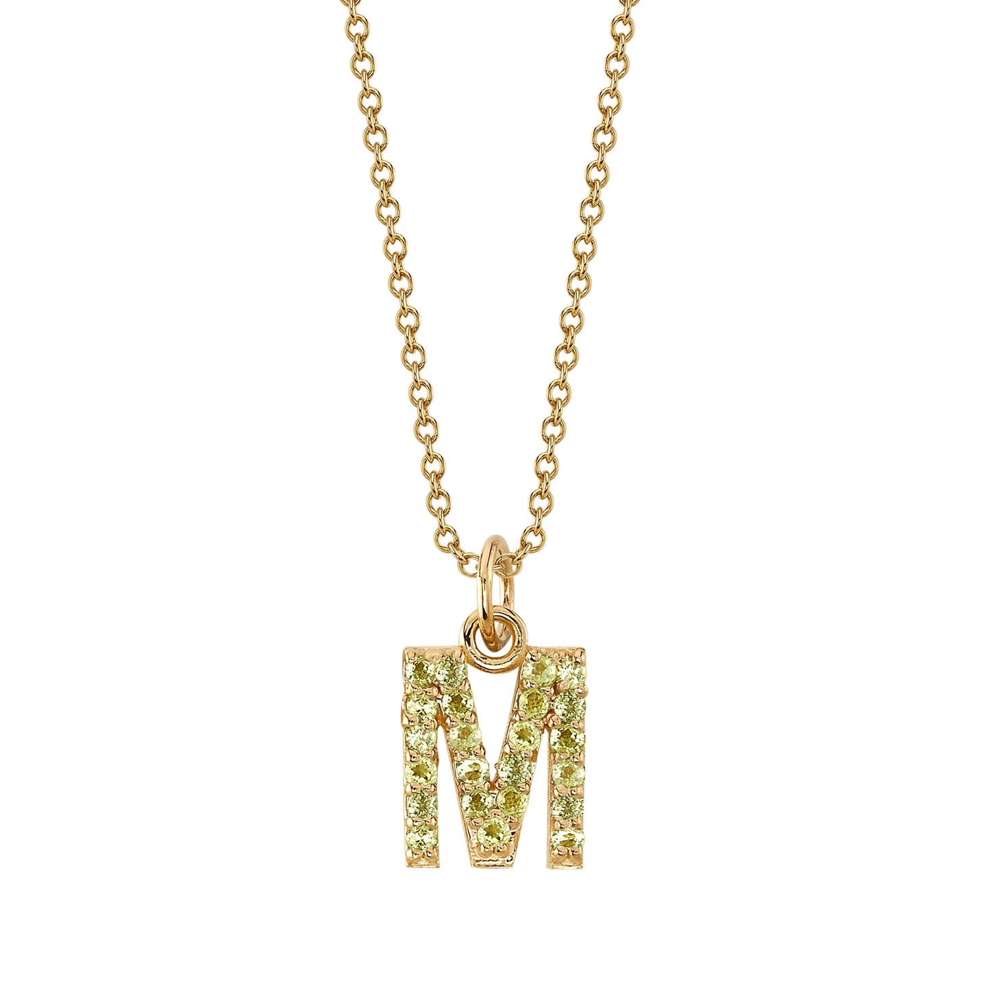 M Initial Birthstone Charm Necklace