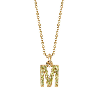 M Initial Birthstone Charm Necklace