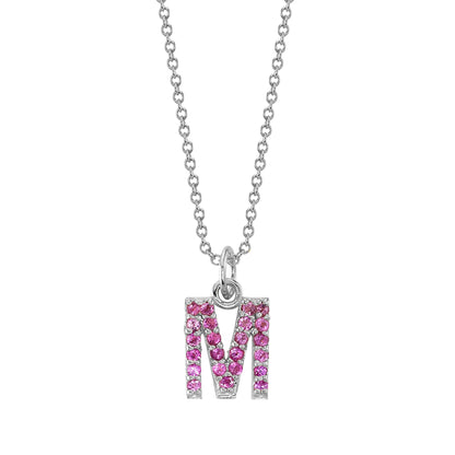 M Initial Birthstone Charm Necklace