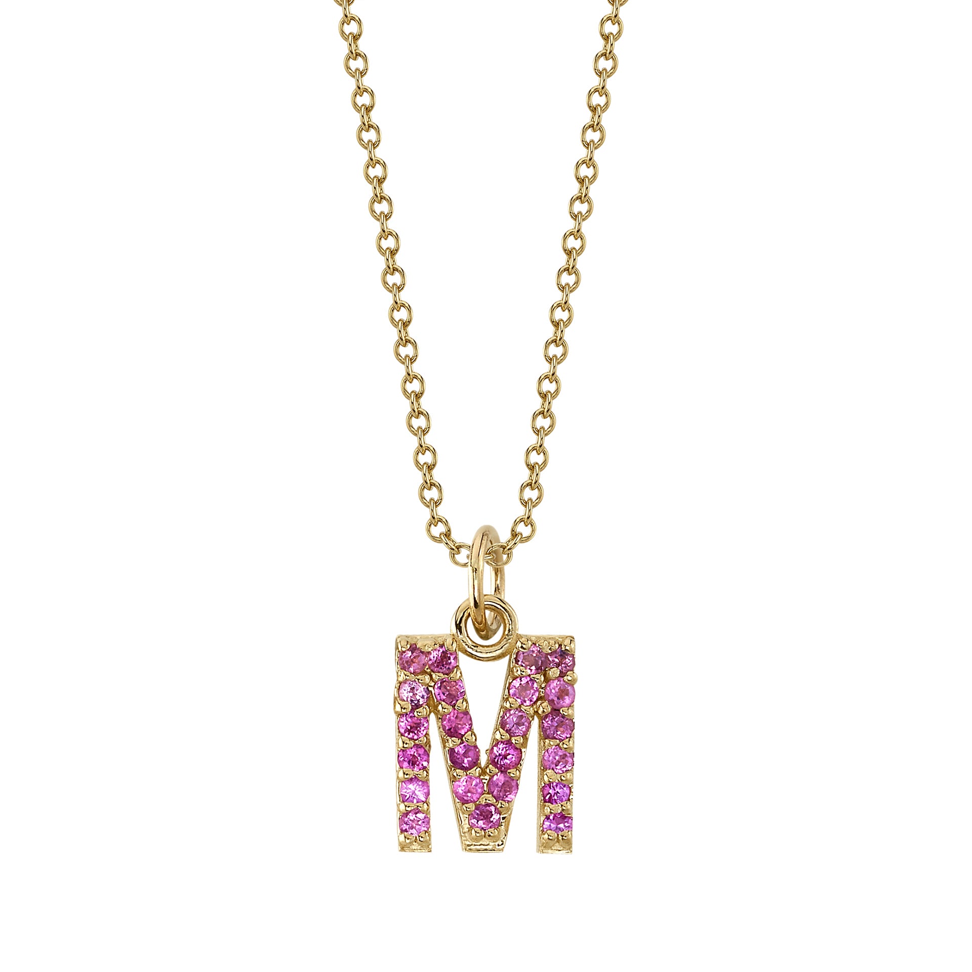 Pink Tourmaline "M" Initial Birthstone Charm