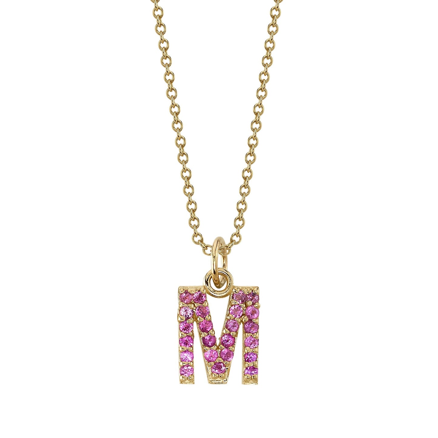 M Initial Birthstone Charm Necklace