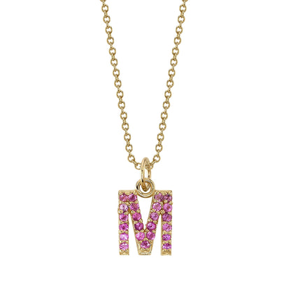 M Initial Birthstone Charm Necklace