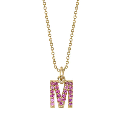 M Initial Birthstone Charm Necklace
