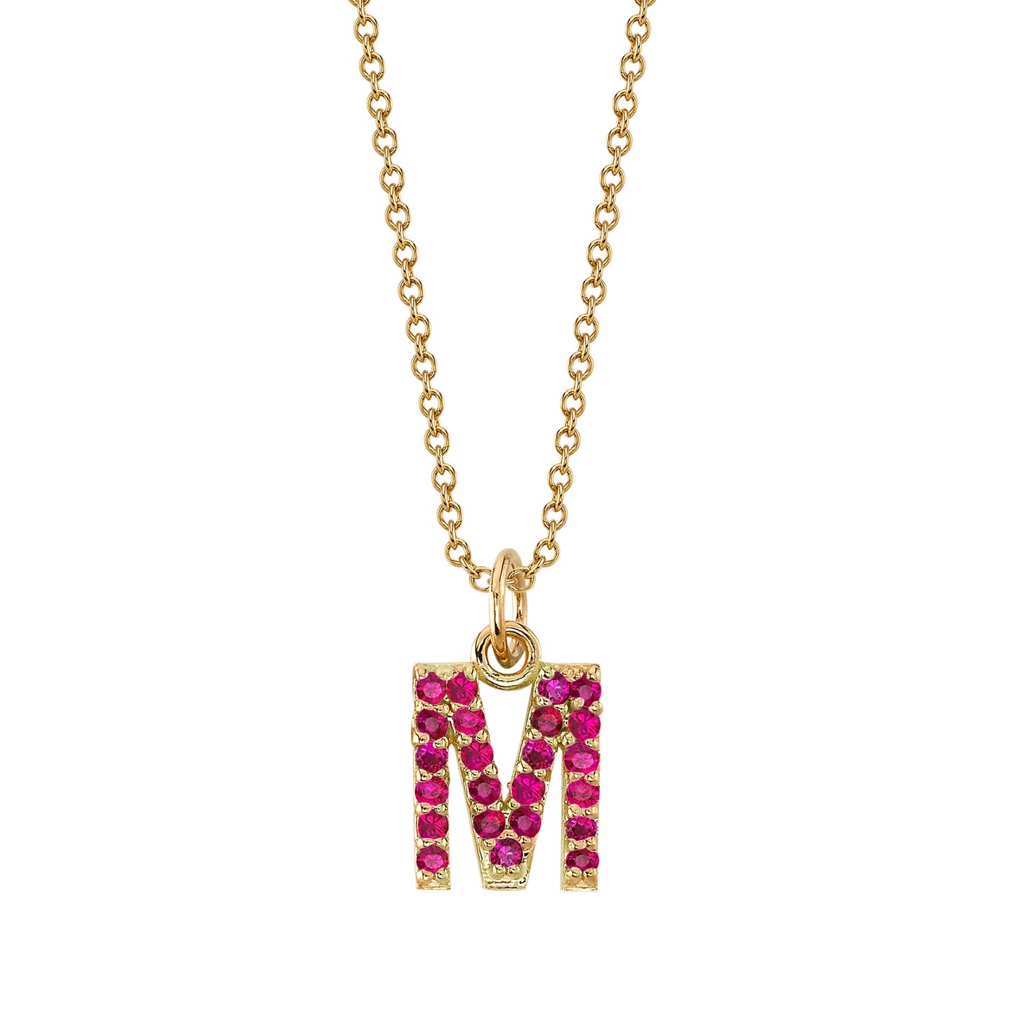 M Initial Birthstone Charm Necklace