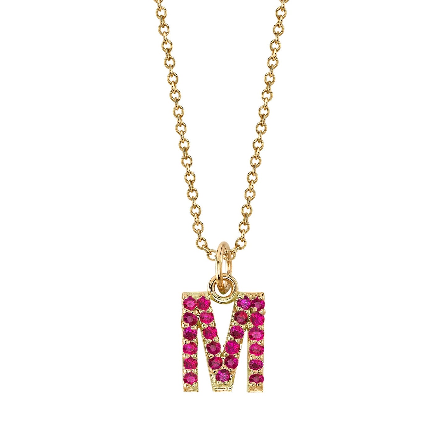 M Initial Birthstone Charm Necklace