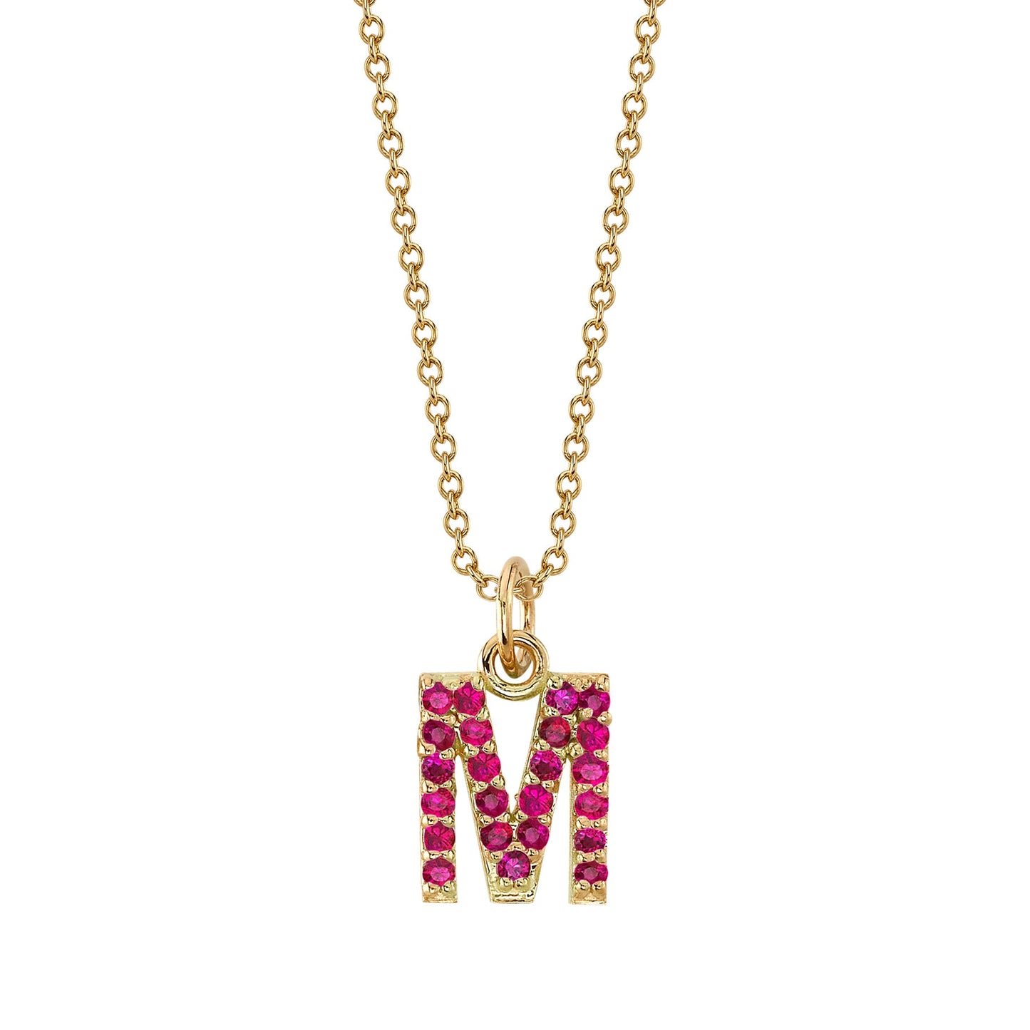 M Initial Birthstone Charm Necklace