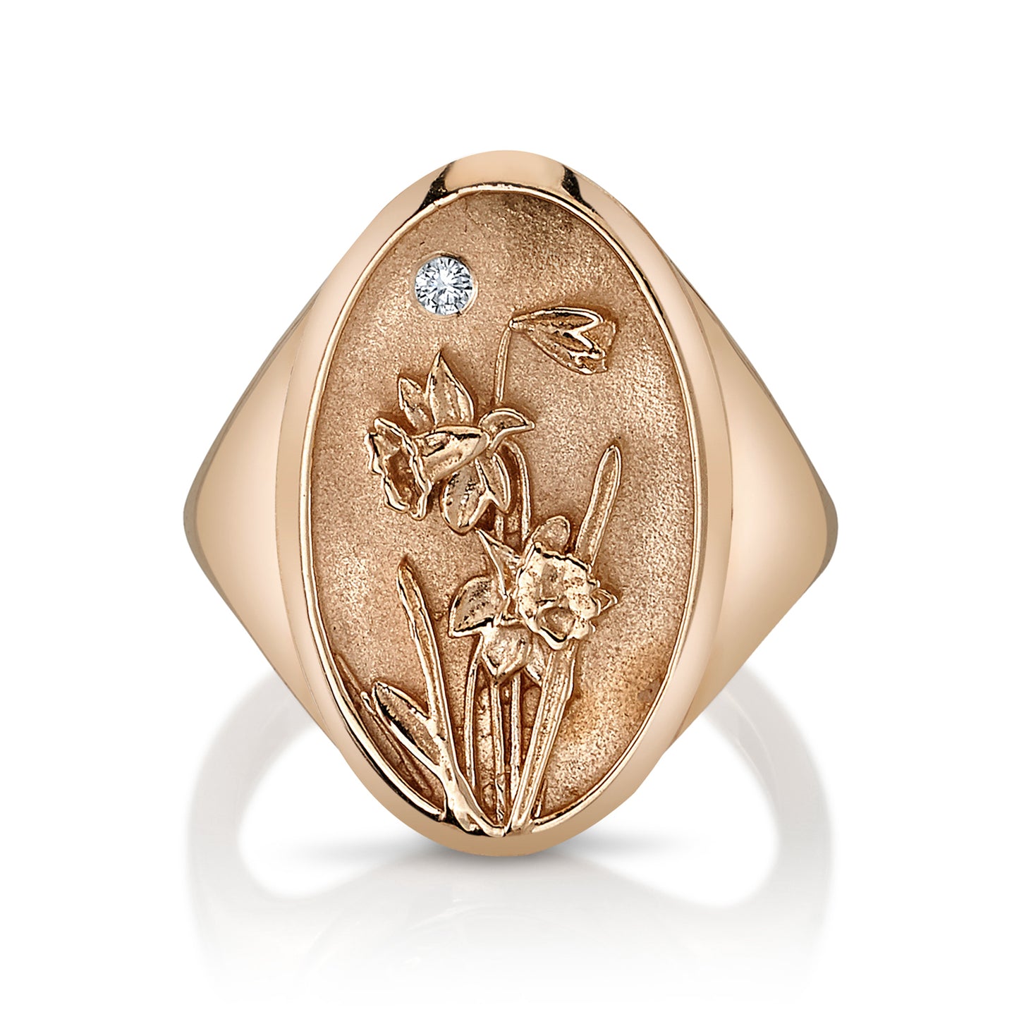 MARCH BIRTH FLOWER SIGNET RING