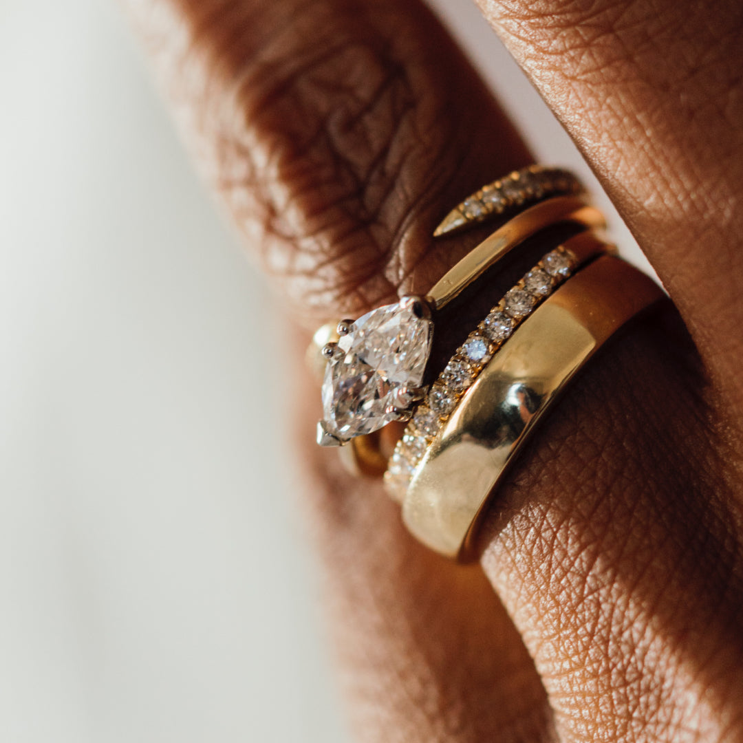 Gold Marquise Diamond Ring - Tejaani Jeweller