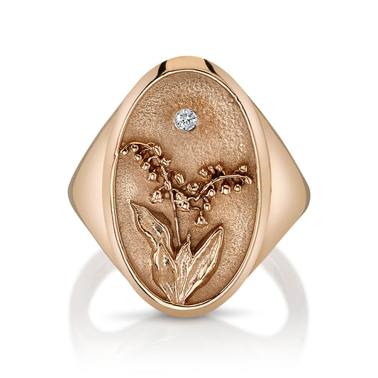 MAY BIRTH FLOWER SIGNET RING