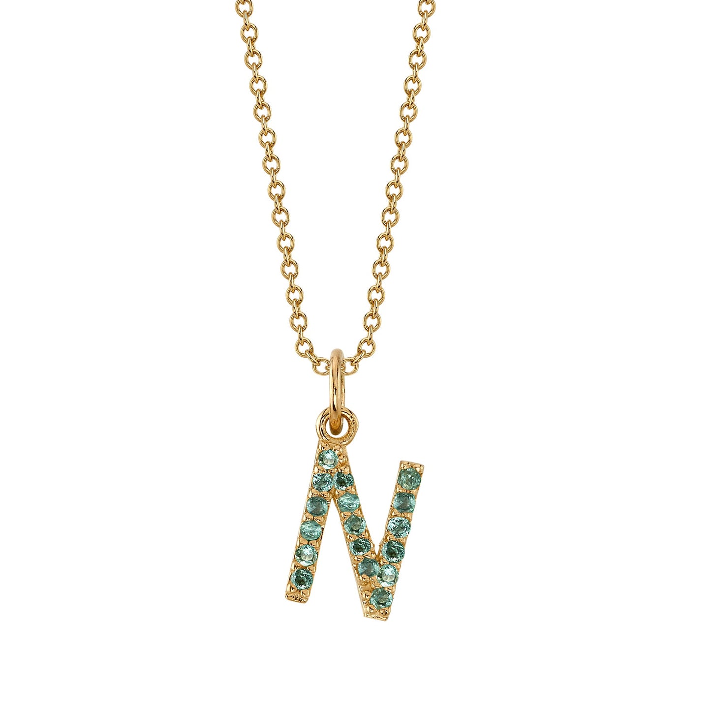 N Initial Birthstone Charm Necklace