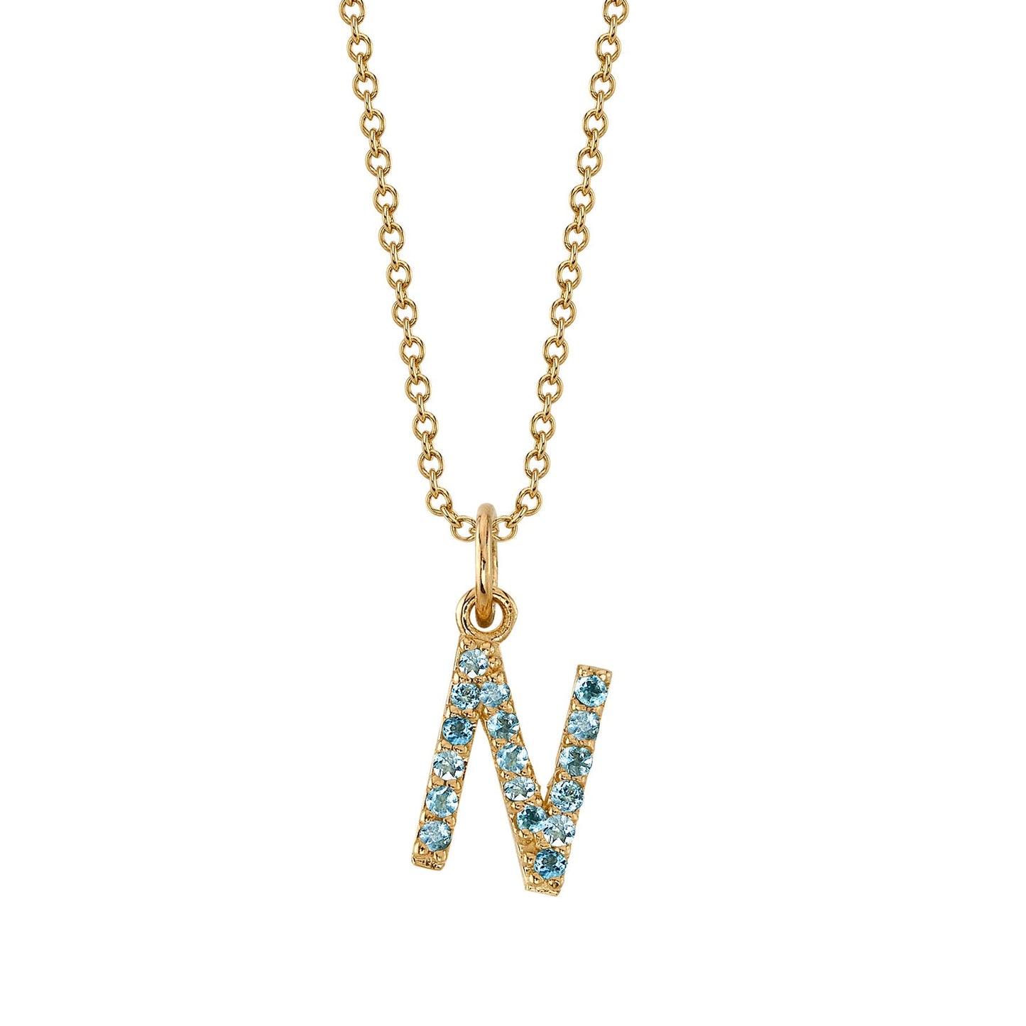 N Initial Birthstone Charm Necklace