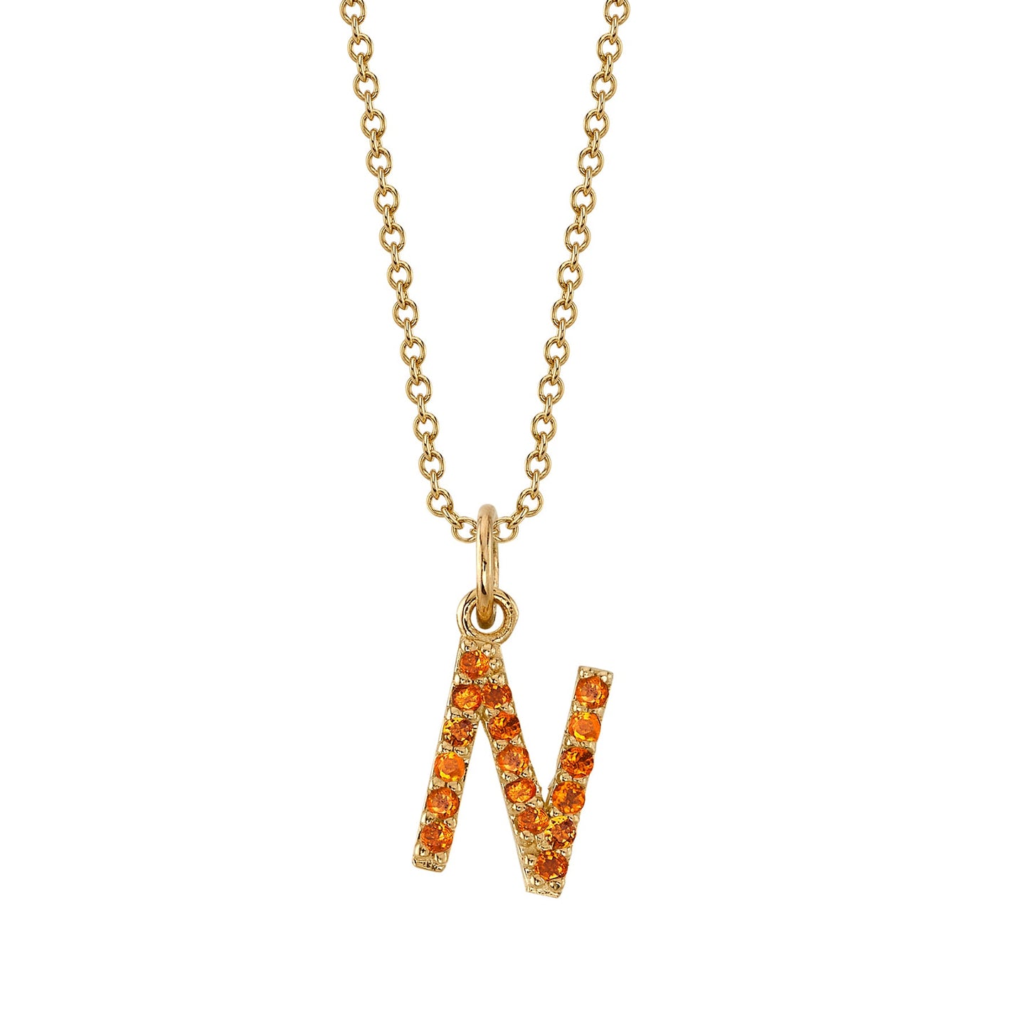 N Initial Birthstone Charm Necklace