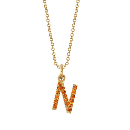 N Initial Birthstone Charm Necklace