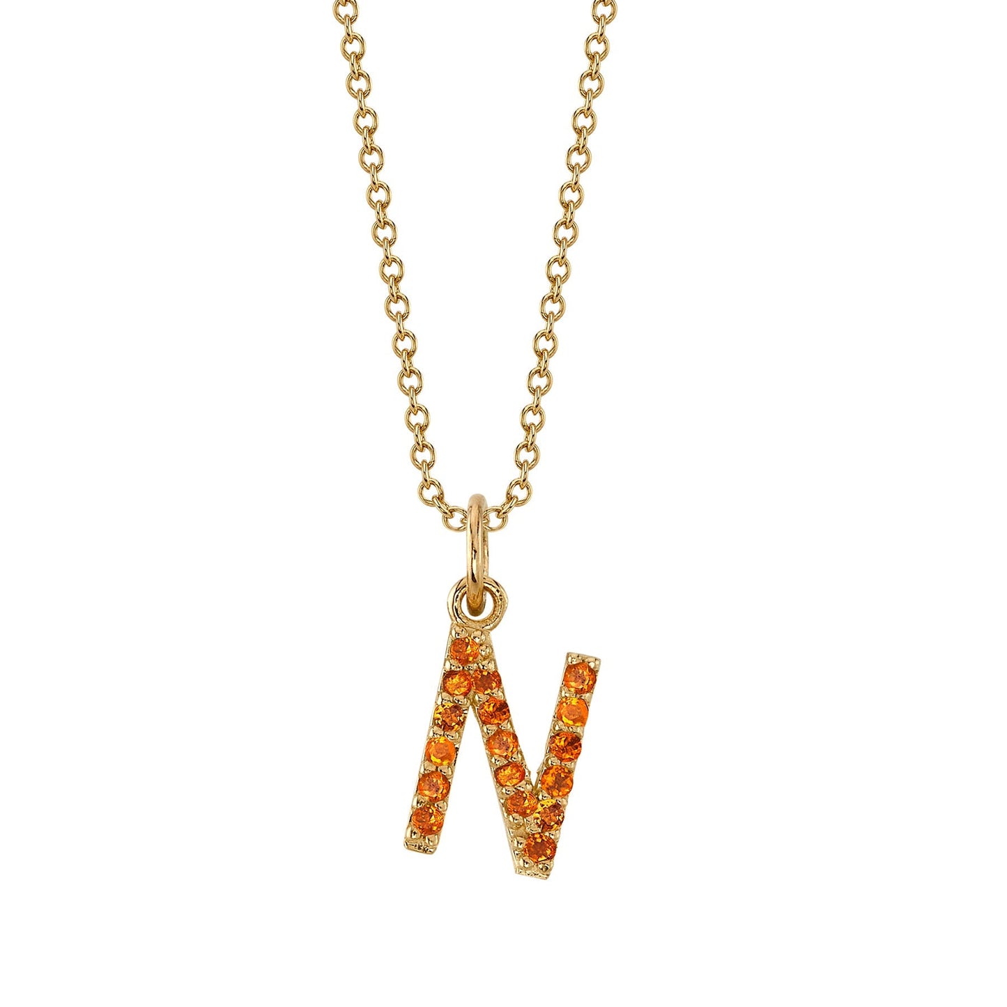 N Initial Birthstone Charm Necklace