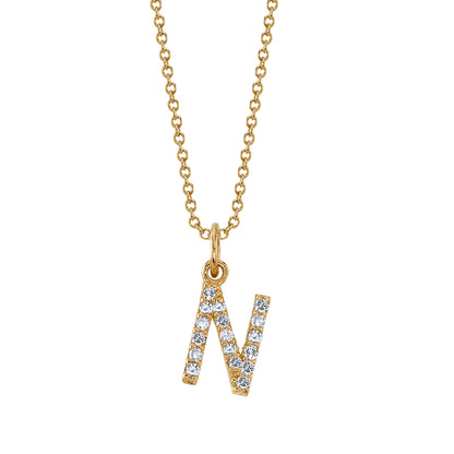 N Initial Birthstone Charm Necklace