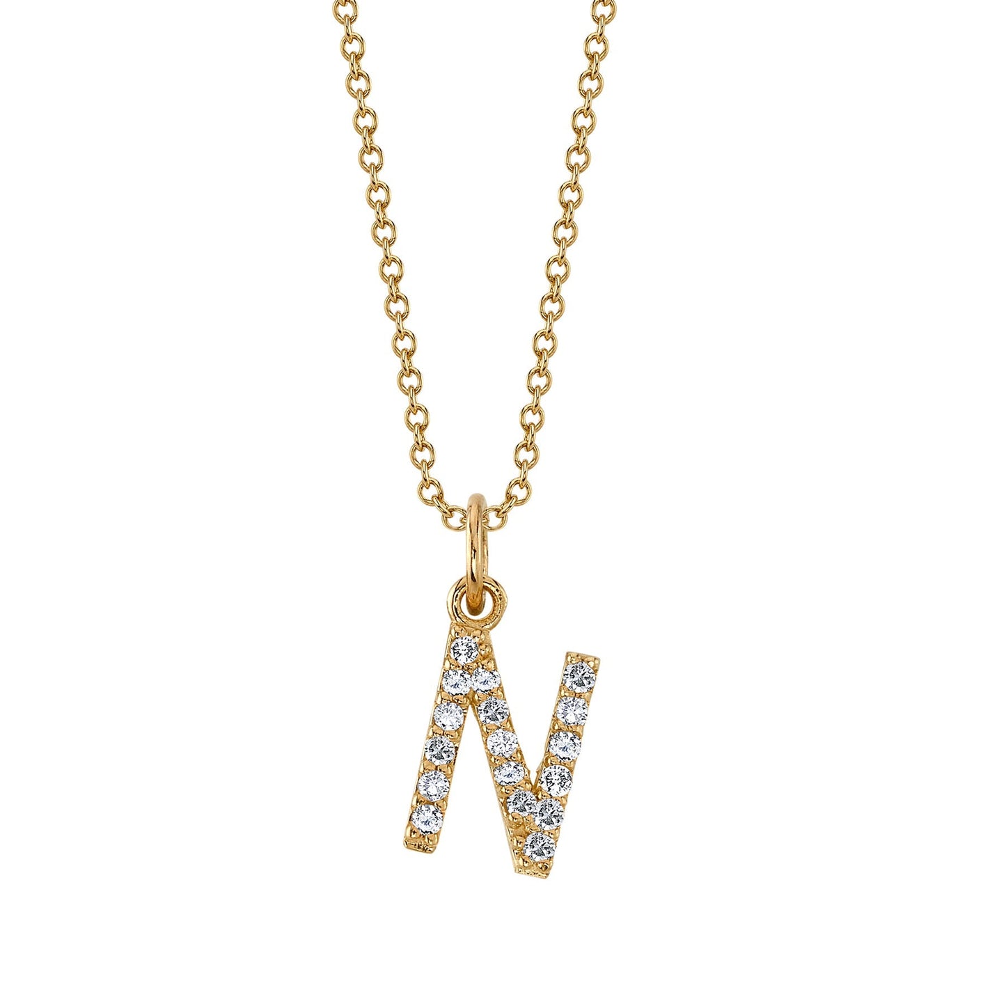 N Initial Birthstone Charm Necklace