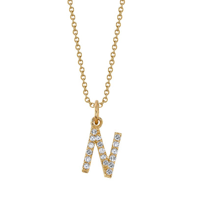 N Initial Birthstone Charm Necklace