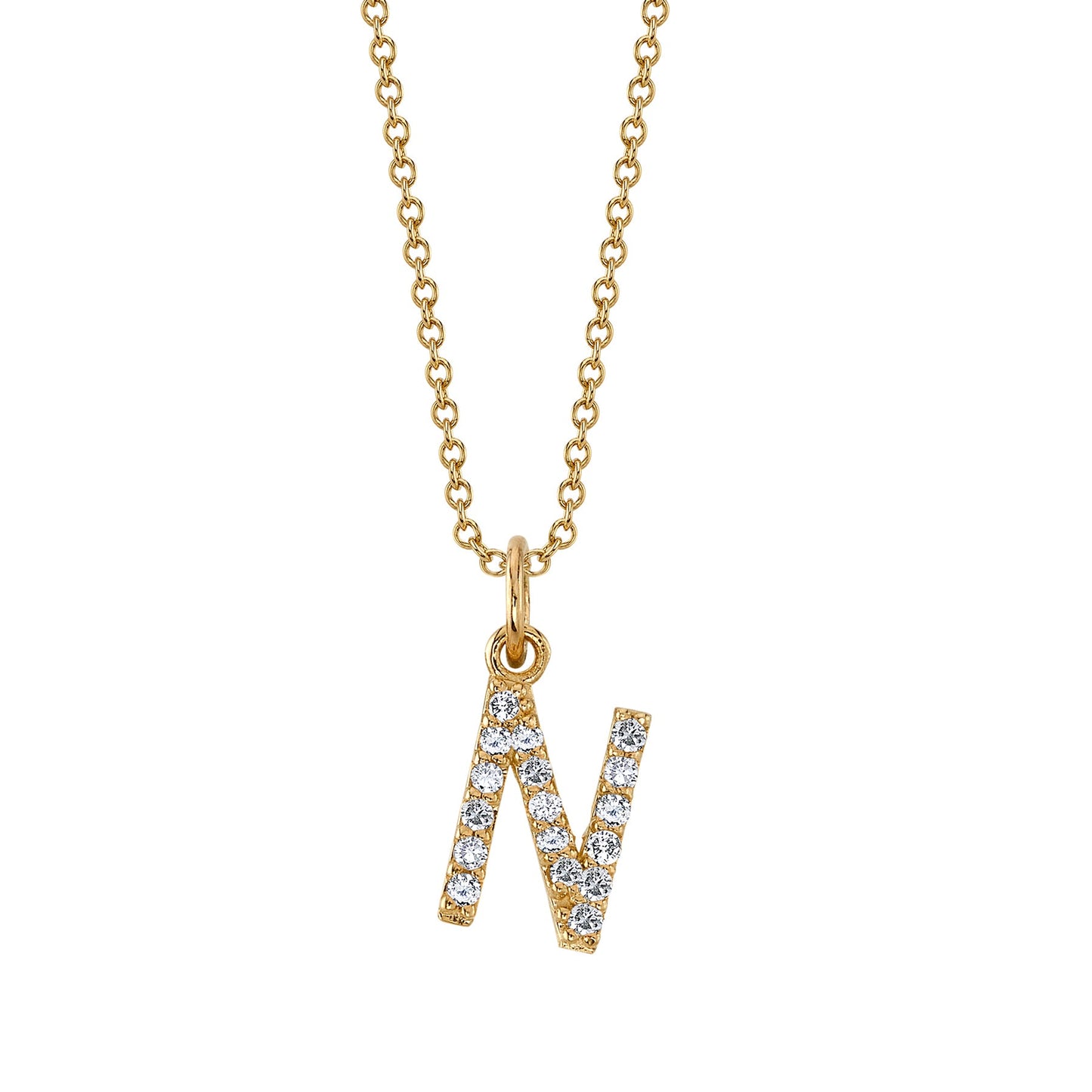 N Initial Birthstone Charm Necklace
