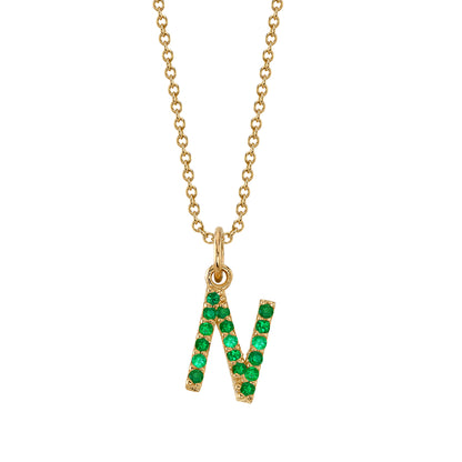 N Initial Birthstone Charm Necklace