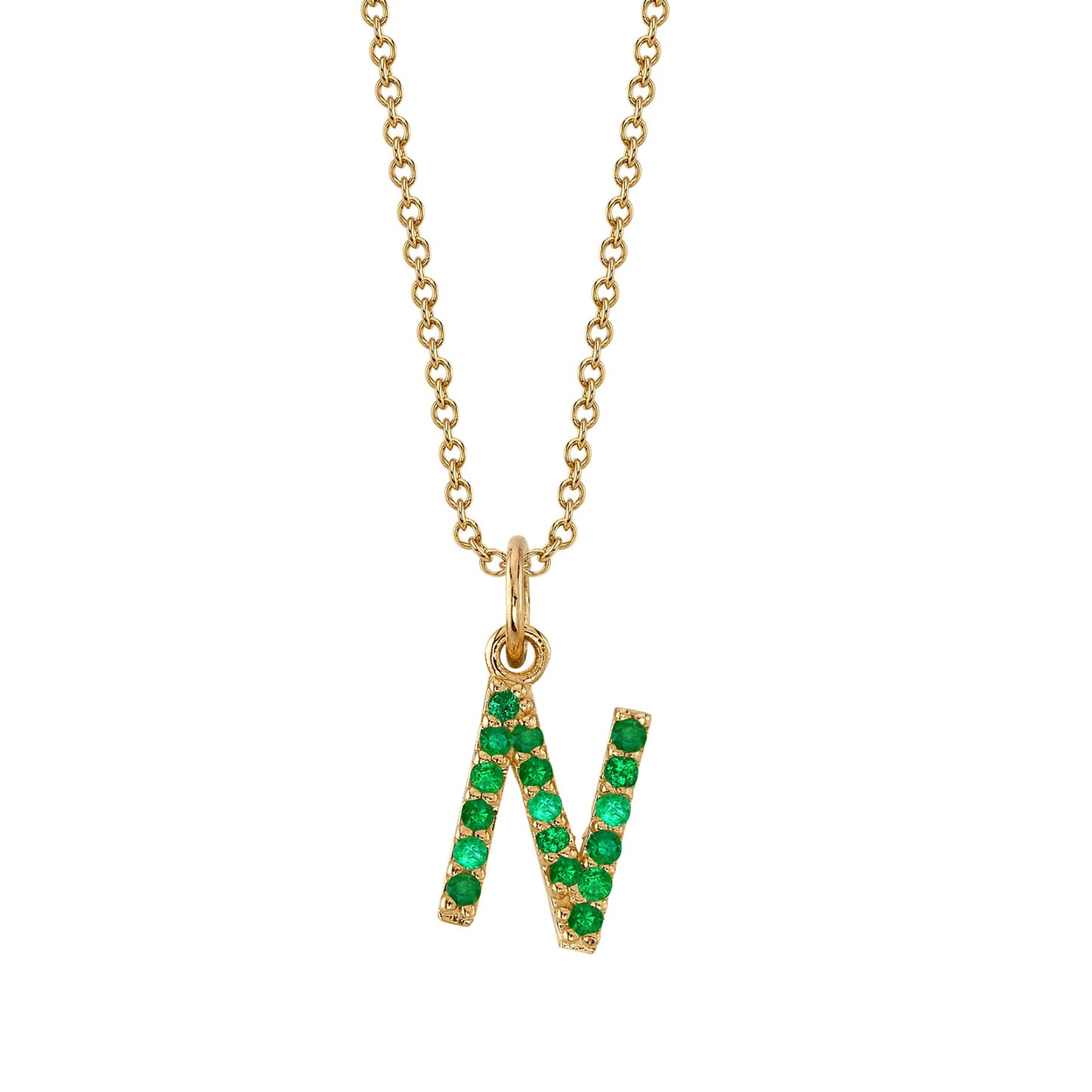 N Initial Birthstone Charm Necklace
