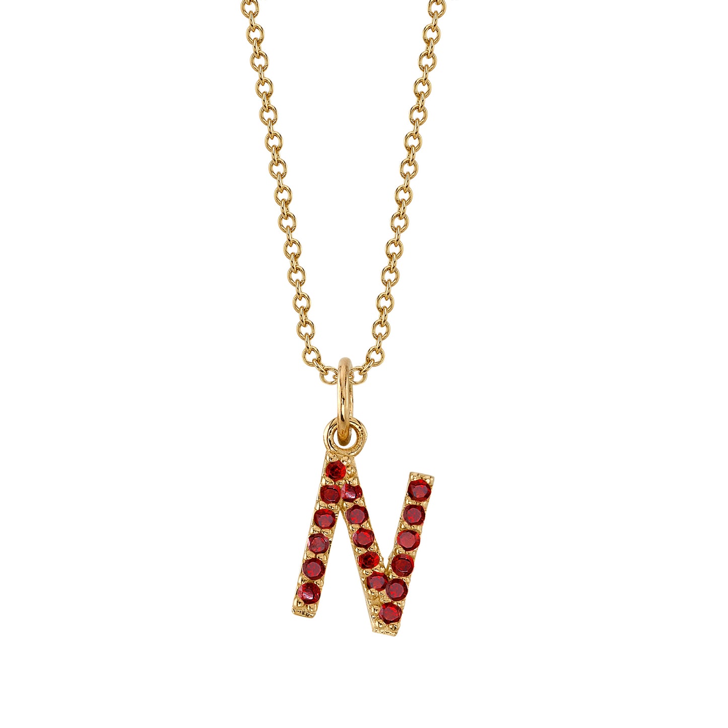 N Initial Birthstone Charm Necklace