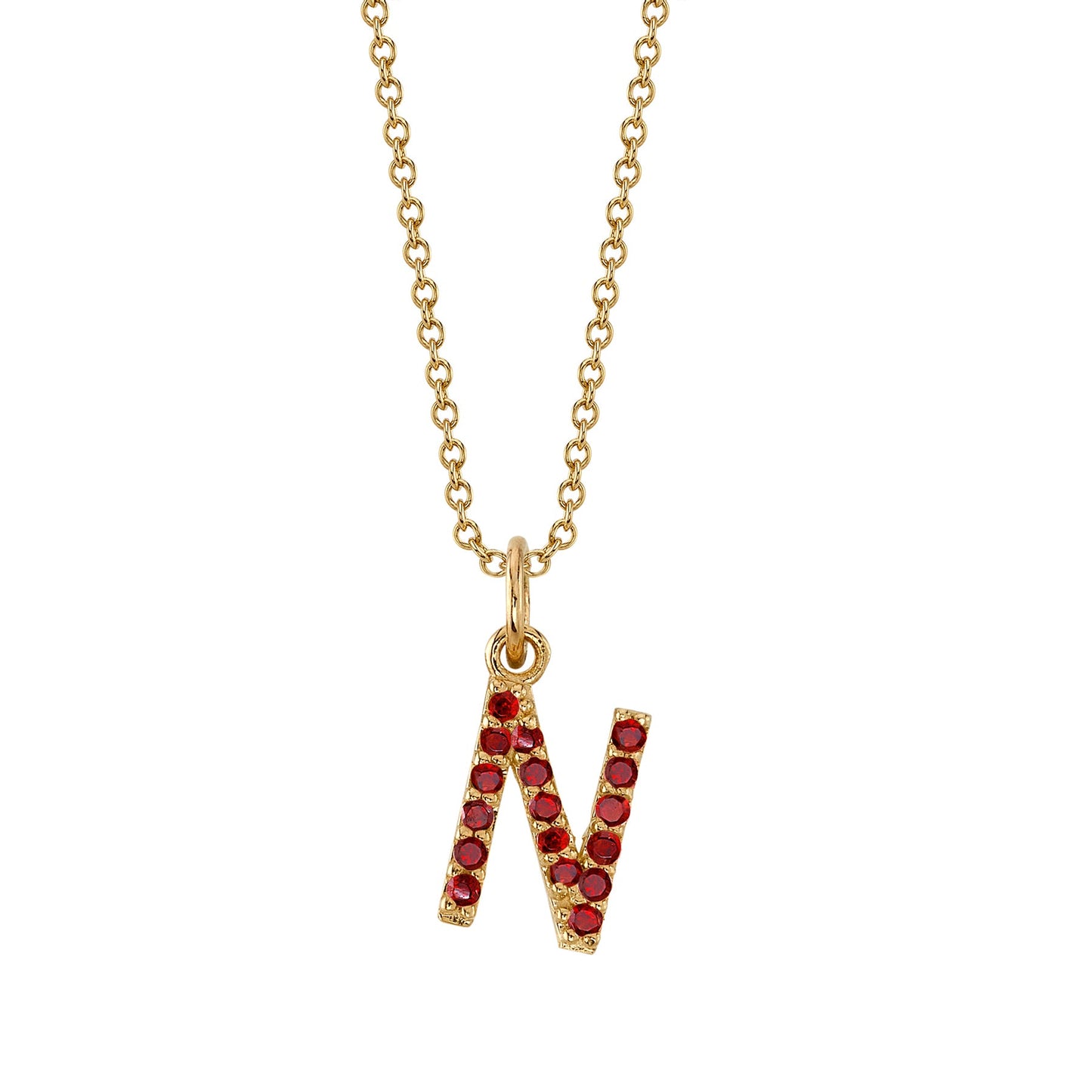 N Initial Birthstone Charm Necklace