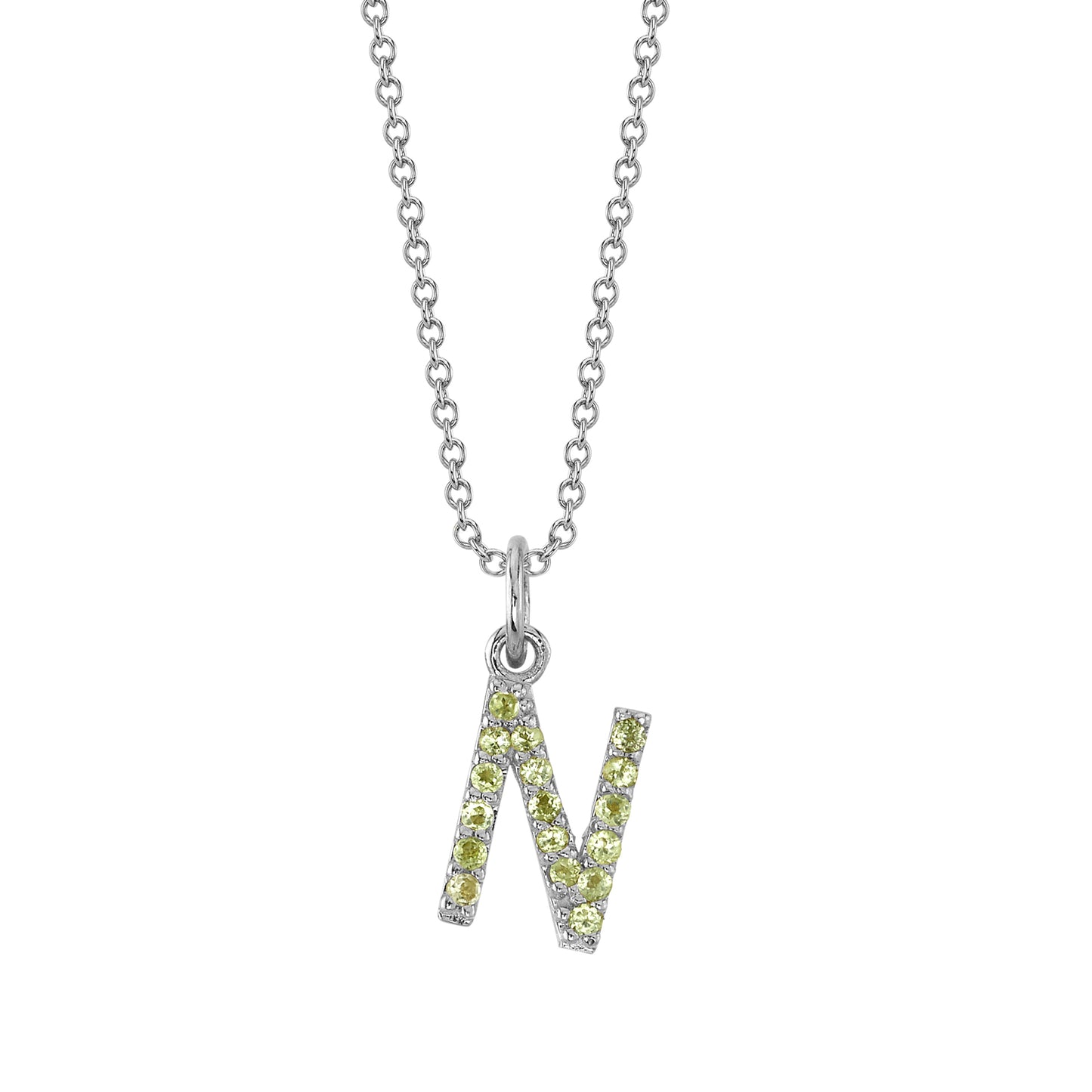 N Initial Birthstone Charm Necklace