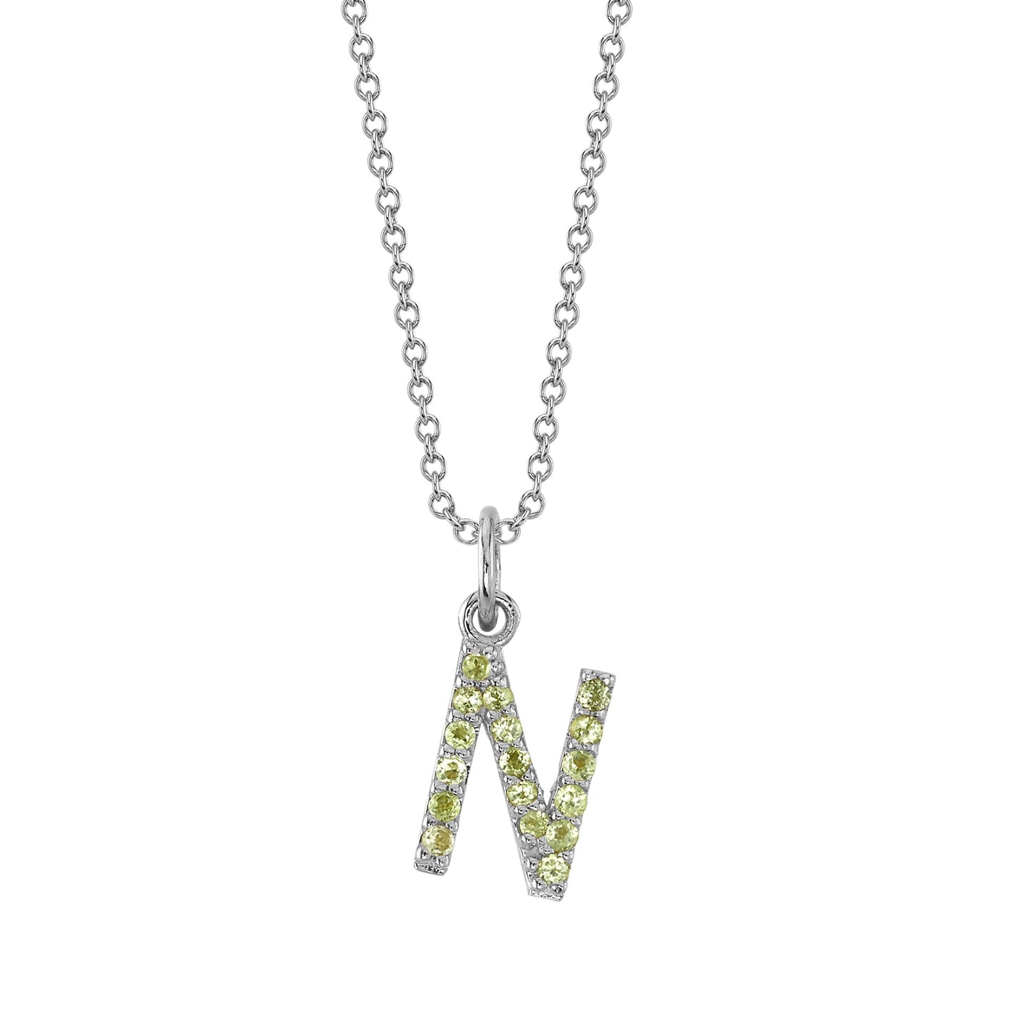 N Initial Birthstone Charm Necklace