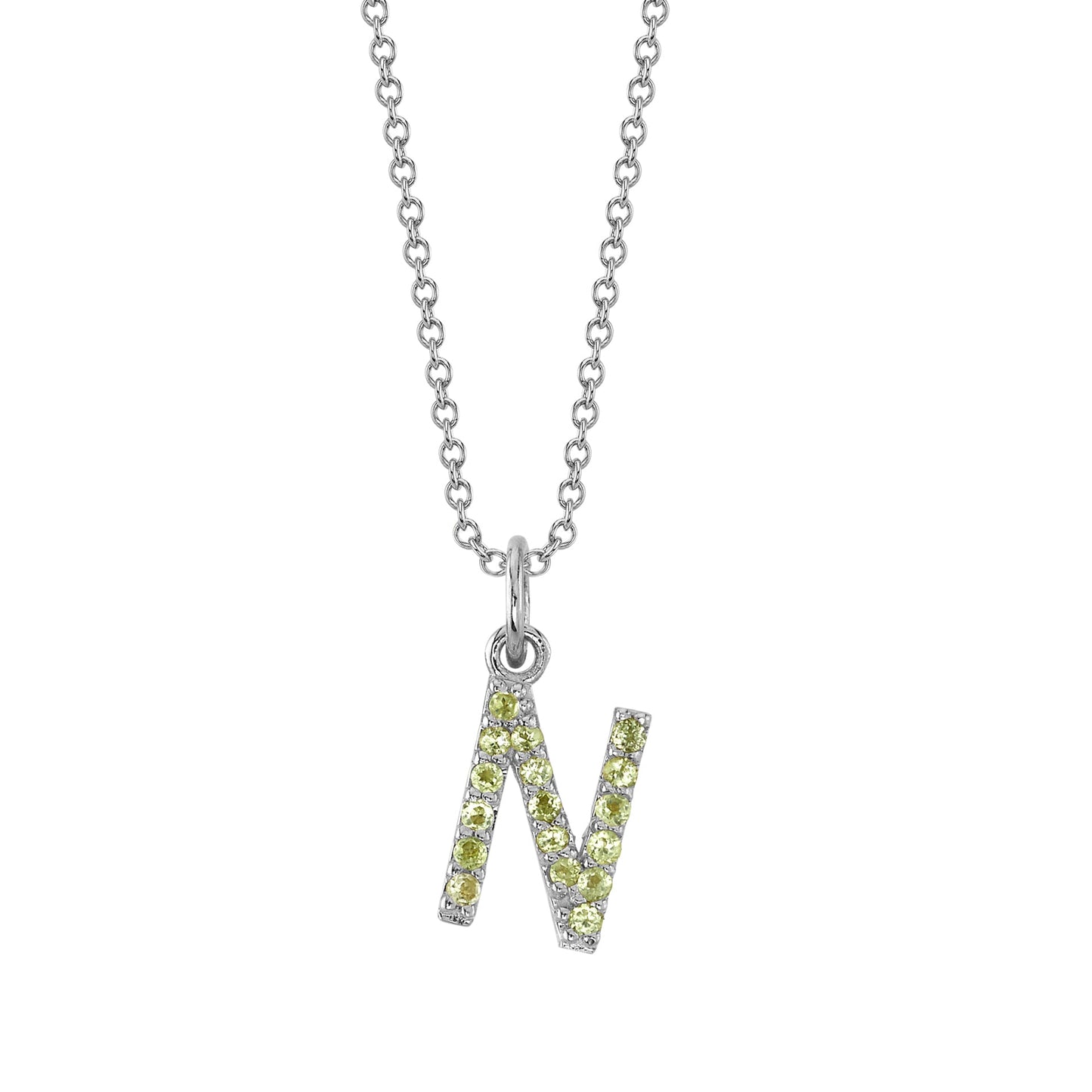 N Initial Birthstone Charm Necklace
