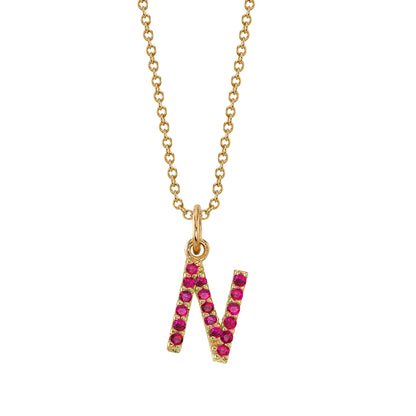 N Initial Birthstone Charm Necklace