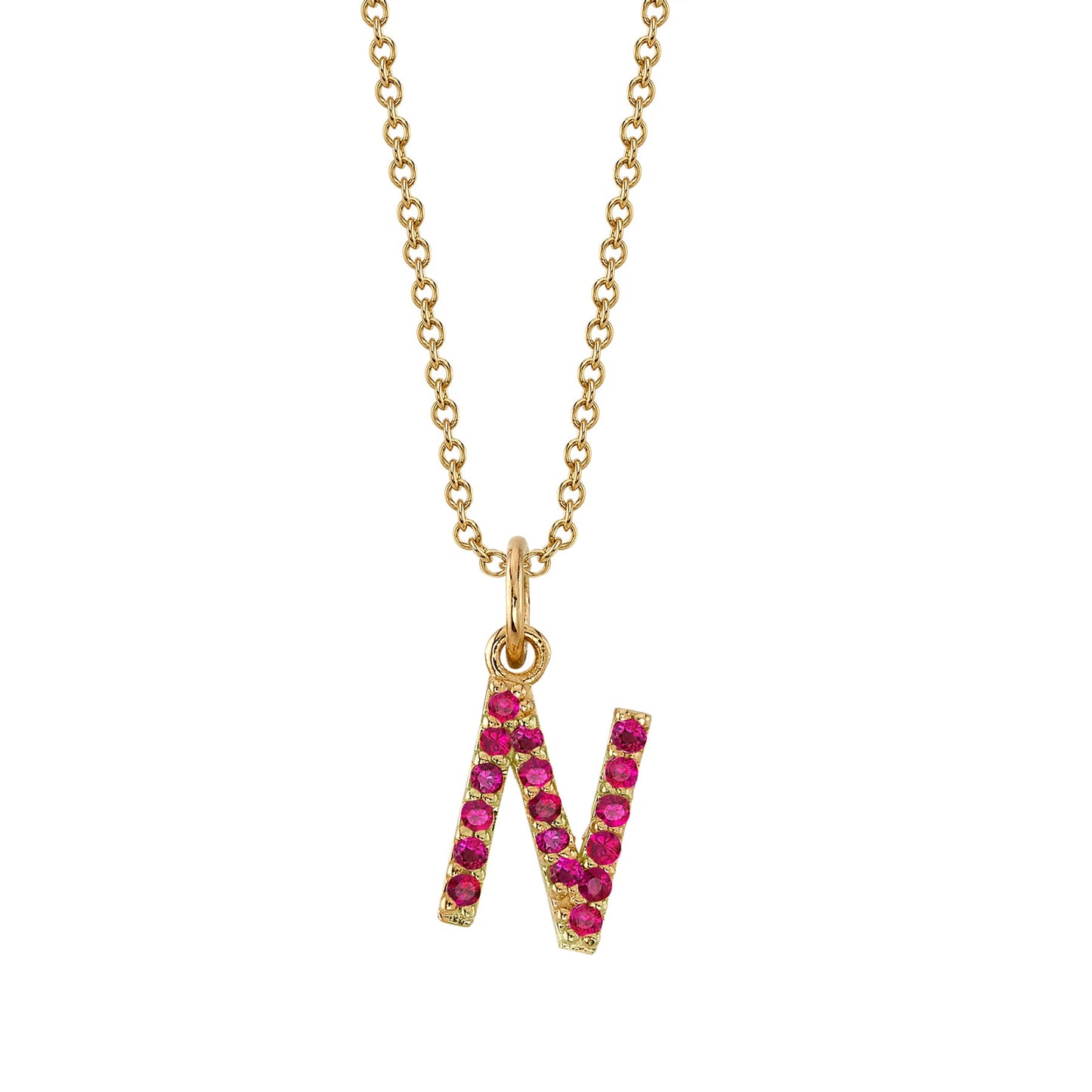 N Initial Birthstone Charm Necklace