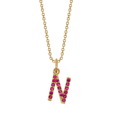 N Initial Birthstone Charm Necklace