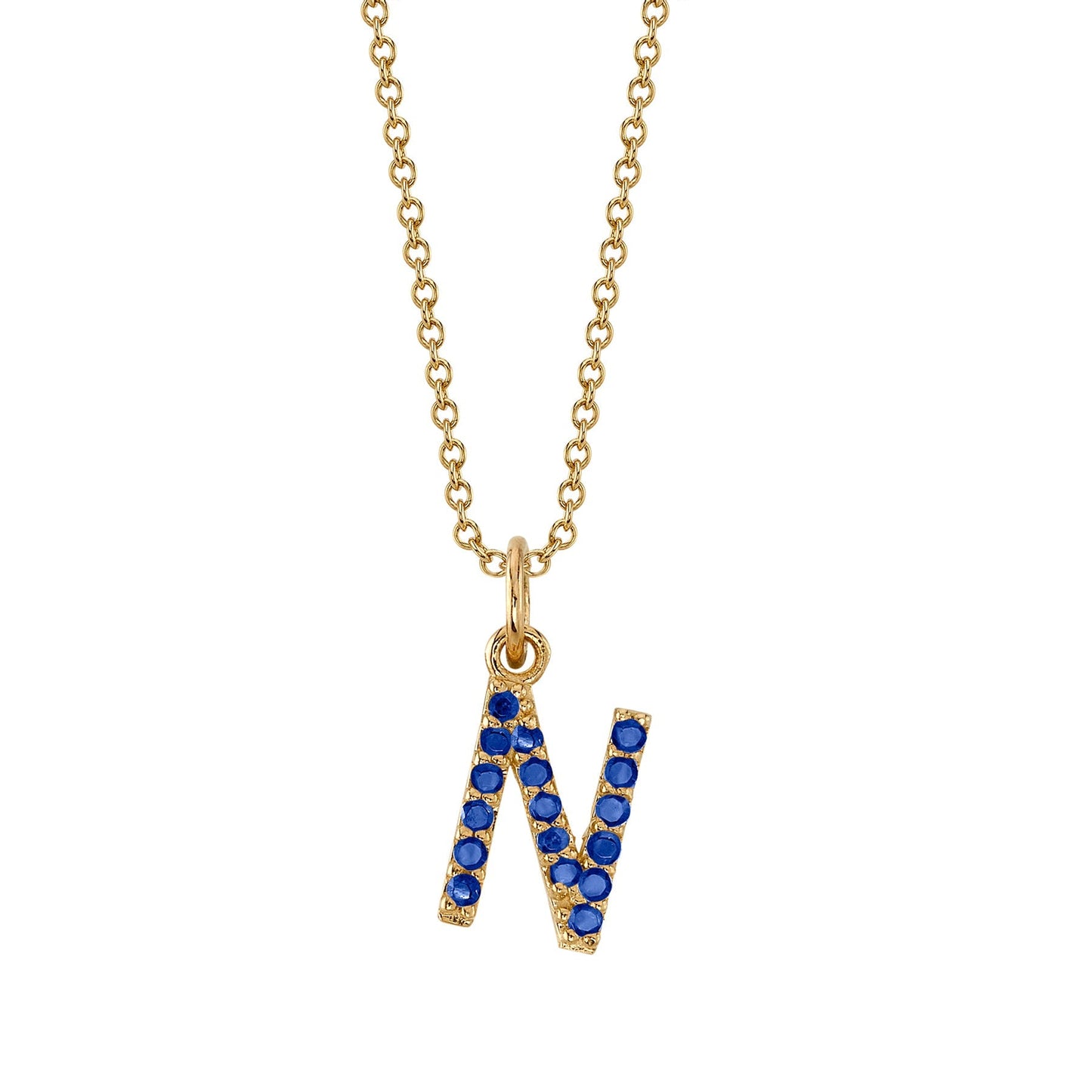 N Initial Birthstone Charm Necklace