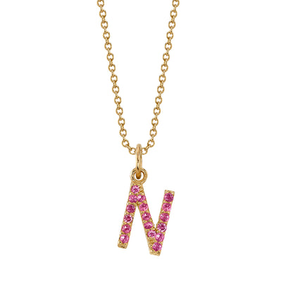 N Initial Birthstone Charm Necklace