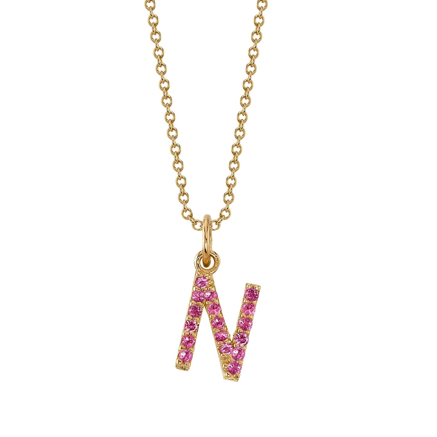 N Initial Birthstone Charm Necklace