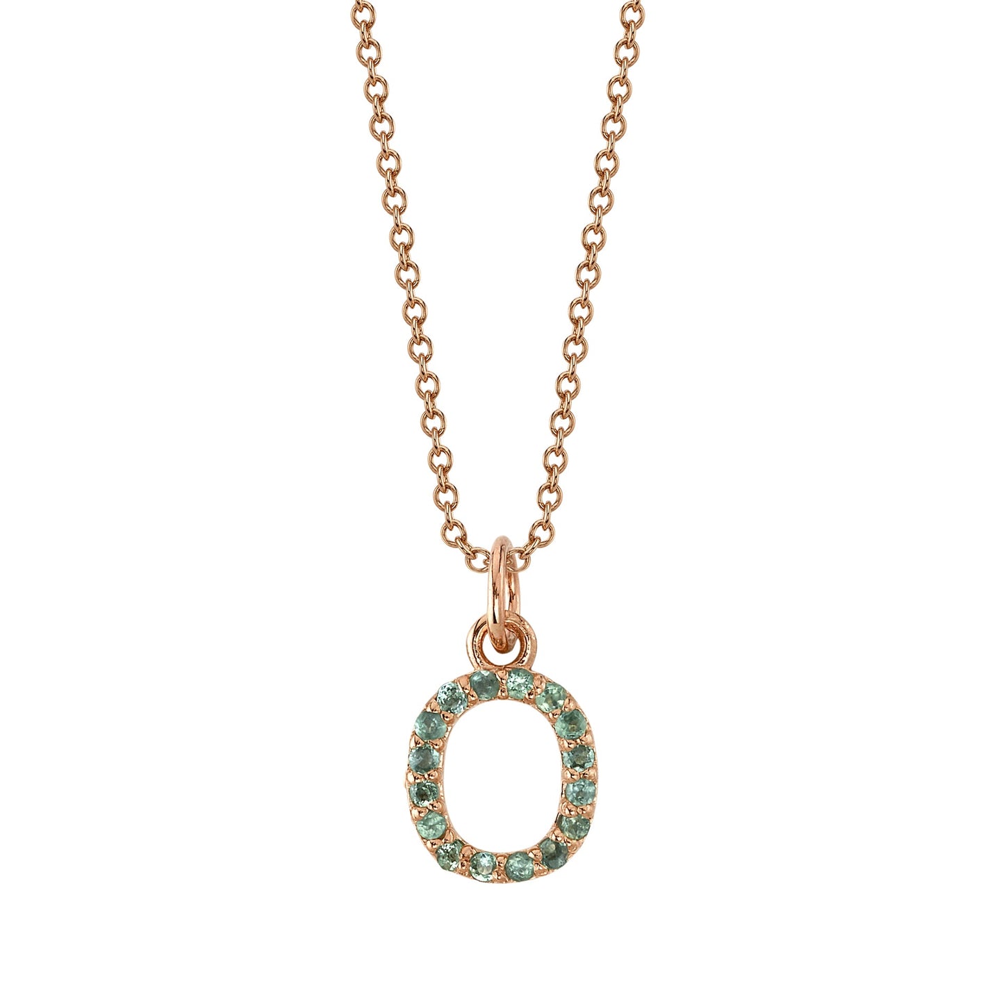 O Initial Birthstone Charm Necklace