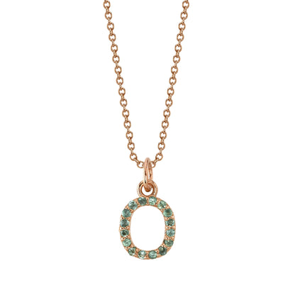O Initial Birthstone Charm Necklace