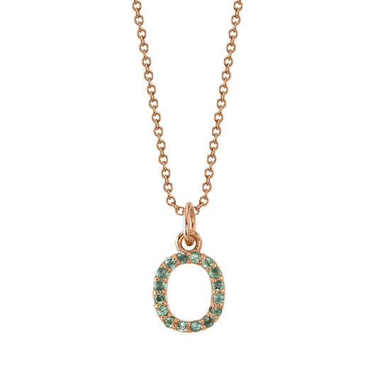 O Initial Birthstone Charm Necklace