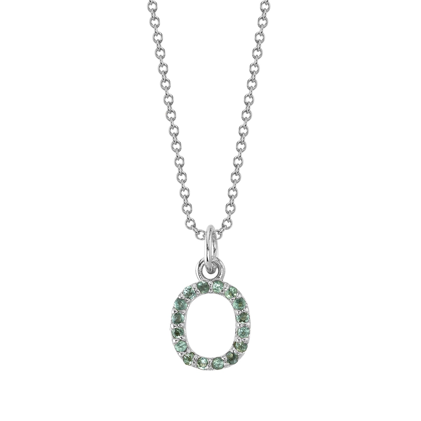 O Initial Birthstone Charm Necklace