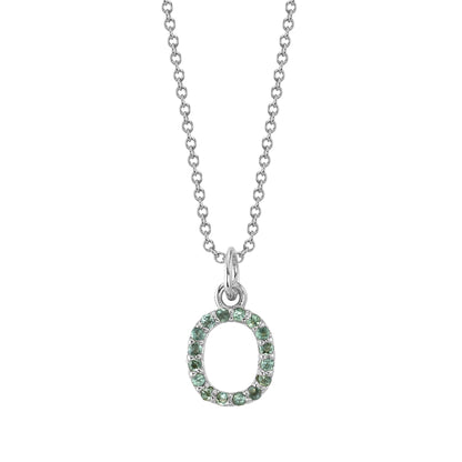 O Initial Birthstone Charm Necklace