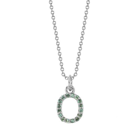 O Initial Birthstone Charm Necklace