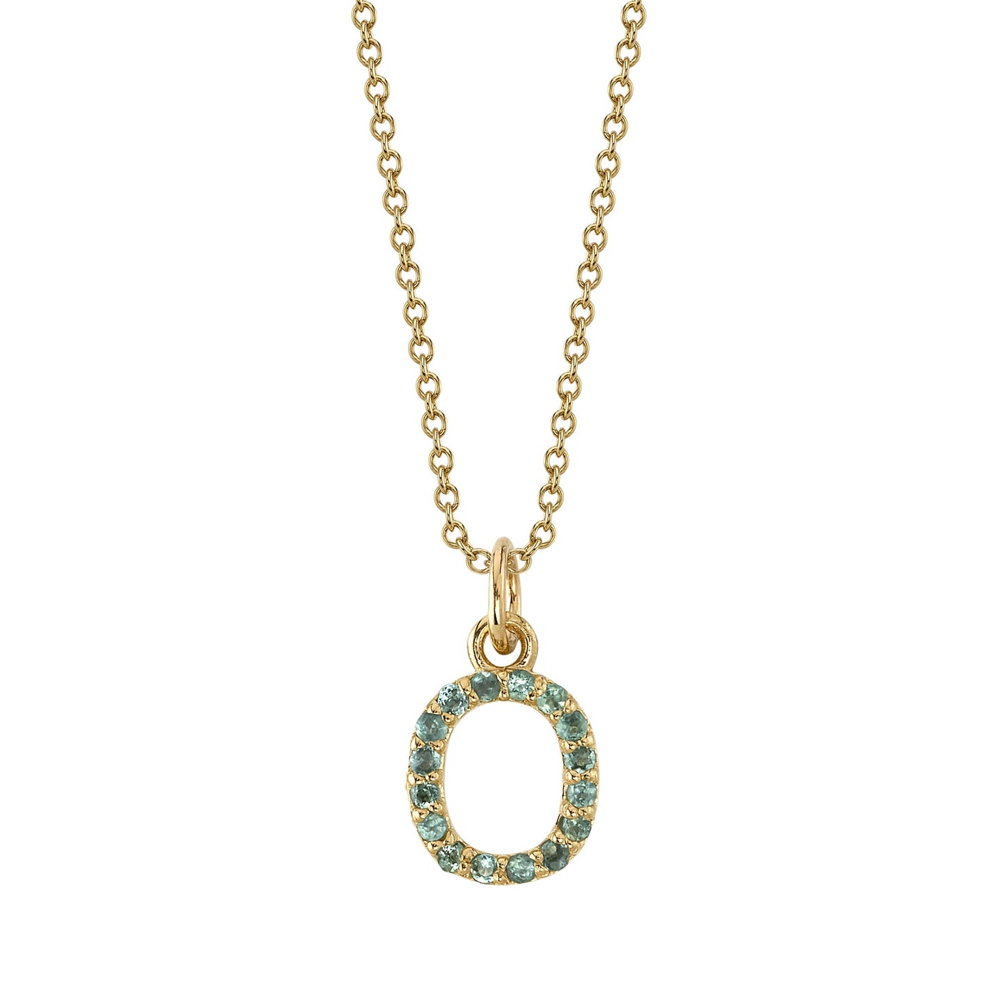 O Initial Birthstone Charm Necklace