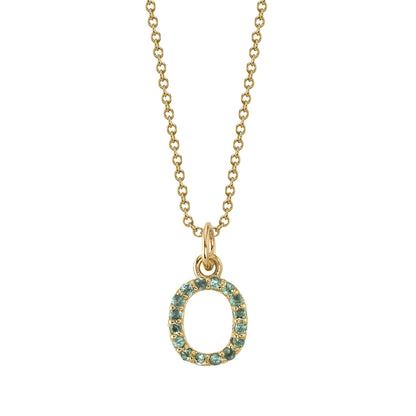 O Initial Birthstone Charm Necklace