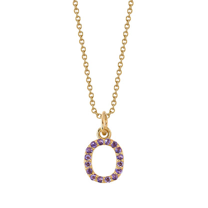 O Initial Birthstone Charm Necklace