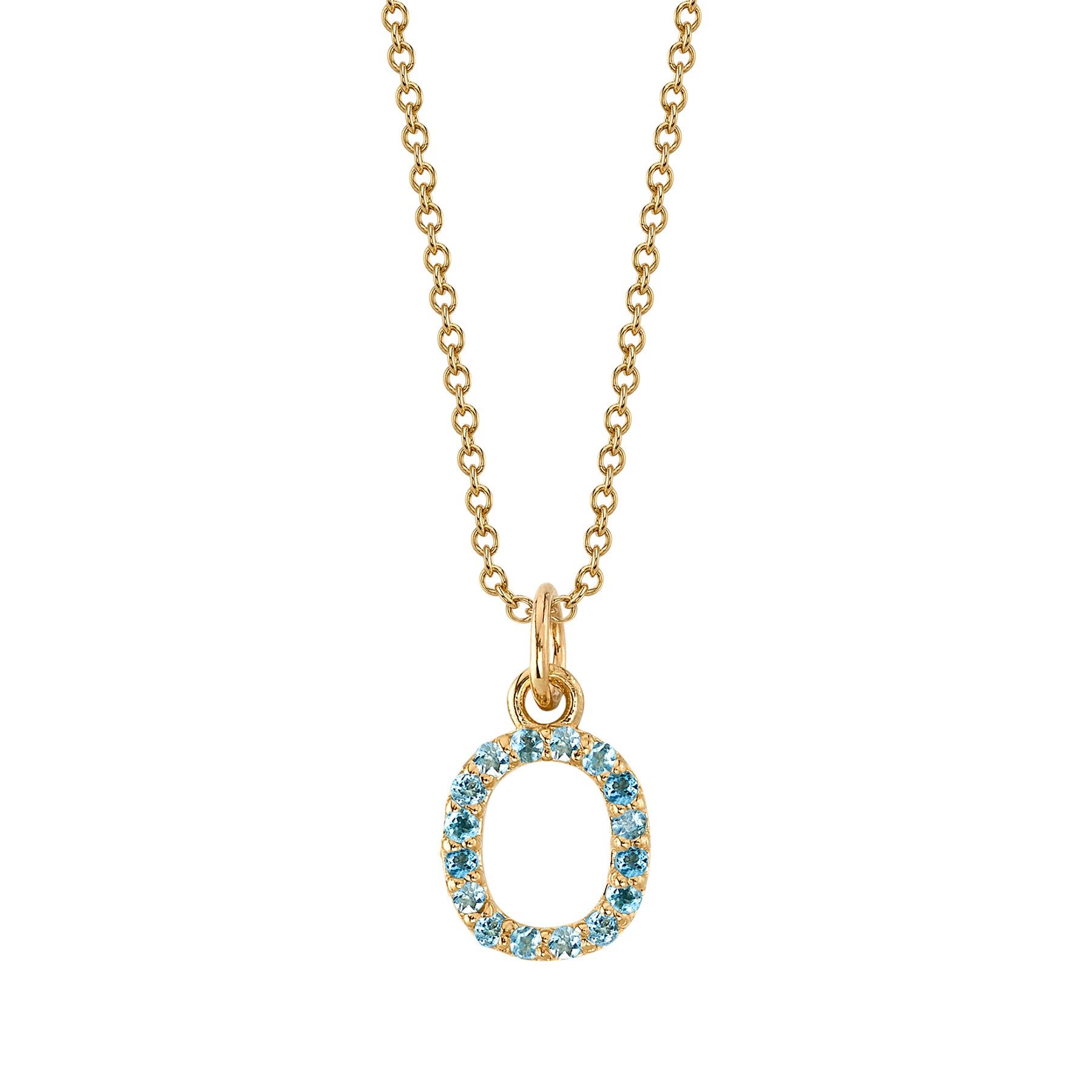 Aquamarine "O" Initial Birthstone Charm