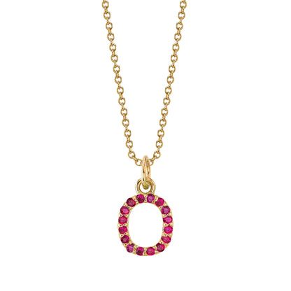O Initial Birthstone Charm Necklace