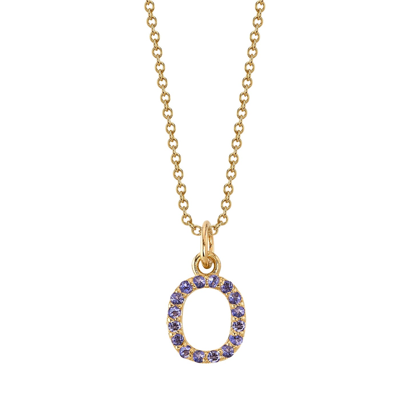 O Initial Birthstone Charm Necklace